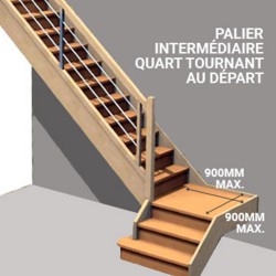 Palier intermédiaire en option pour escalier quart tournant au départ