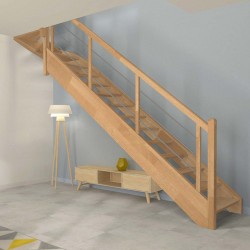 Escalier 1 4 tournant haut en bois sans contremarche