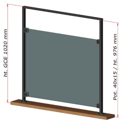 Garde-corps étage en métal avec intérieur en verre